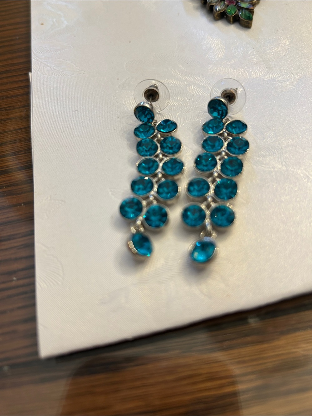Crystal Teal Dangle Earrings - Women Jewelry